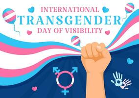 internacional Transgénero día de visibilidad vector ilustración en marzo 31 con transexuales orgullo banderas y símbolo en celebracion plano antecedentes