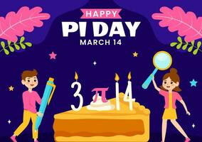 Pi Day Social Media Background Flat Cartoon Hand Drawn Templates Illustration vector