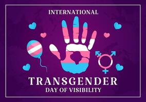 internacional Transgénero día de visibilidad vector ilustración en marzo 31 con transexuales orgullo banderas y símbolo en celebracion plano antecedentes