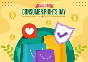 Consumer Rights Day Social Media Background Flat Cartoon Hand Drawn Templates Illustration vector