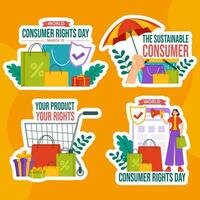 Consumer Rights Day Label Flat Cartoon Hand Drawn Templates Background Illustration vector