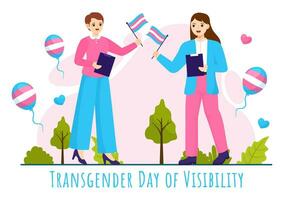 International Transgender Day of Visibility Vector Illustration on March 31 with Transgenders Pride Flags and Symbol in Celebration Flat Background