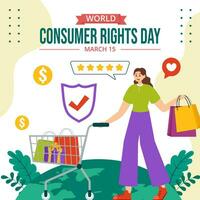 Consumer Rights Day Social Media Illustration Flat Cartoon Hand Drawn Templates Background vector