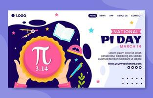 Pi Day Social Media Landing Page Cartoon Hand Drawn Templates Background Illustration vector