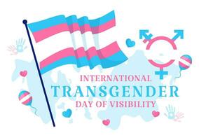 internacional Transgénero día de visibilidad vector ilustración en marzo 31 con transexuales orgullo banderas y símbolo en celebracion plano antecedentes