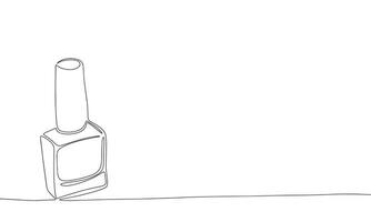 Nail polish bottle one line continuous banner. Line art nail polish line art. Hand drawn vector art.