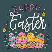 Happy Easter text banner. Handwriting Happy Easter inscription. Hand drawn vector art