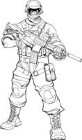 Soldier Line Art vector