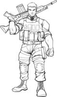 Soldier Line Art vector