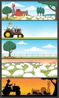 Farm Cartoon Landscapes vector