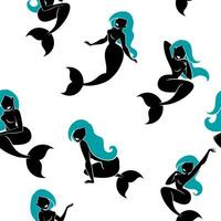 Mermaid Silhouette Pattern vector