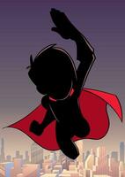 Super Boy Flying Sky Silhouette vector