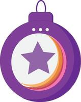 Glossy christmas ball decoration for holiday,pink christmas ball with star,beautifull christmas ball vector