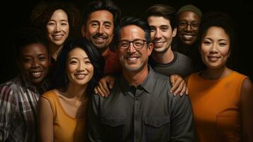 AI generated group of people from different cultural backgrounds photo