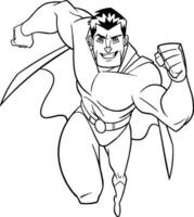 Superhero Running Frontal View Line Art vector