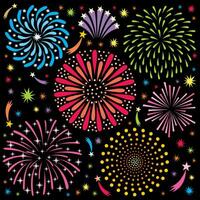 Fireworks  Cartoon Set vector