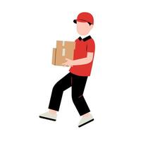 Delivery Man Character Holding Package vector