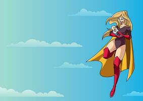 Super Mom with Baby in Sky vector