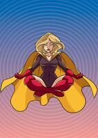 Superheroine Meditating with Background vector