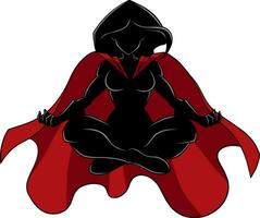 Superheroine Meditating Silhouette vector