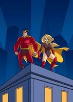 Superhero Couple Roof Watch vector