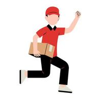 Delivery Man Character Holding Package vector