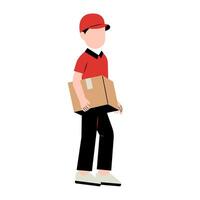 Delivery Man Character Holding Package vector