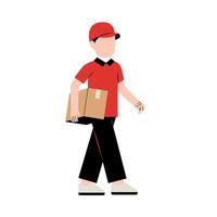 Delivery Man Character Holding Package vector