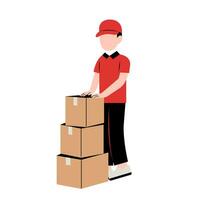 Delivery Man Character Holding Package vector