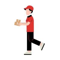 Delivery Man Character Holding Package vector