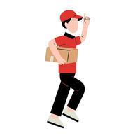 Delivery Man Character Holding Package vector