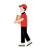 Delivery Man Character Holding Package vector