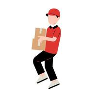 Delivery Man Character Holding Package vector