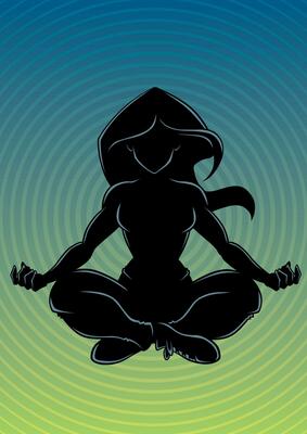 Meditating Woman Background Silhouette