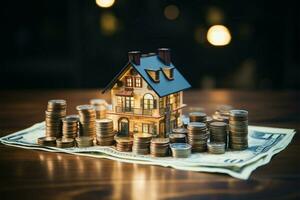 AI generated Wealthy vision Money and house model, emphasizing finance and banking photo