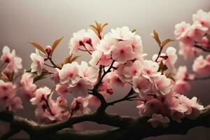 ai generado primavera elegancia Cereza florecer floreciente árbol, decorativo romántico botánico gráfico foto