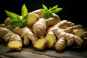 AI generated Spice of life Fresh ginger root depicted in a culinary themed graphic photo