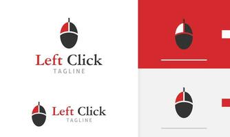 Logo design icon of geometric computer mouse tech tool equipment with cable left right click pointer vector