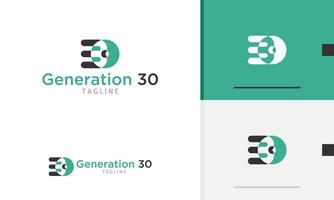 Logo design icon of geometric number 30 anniversary outline round initial for company brand identity vector