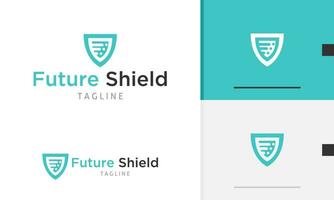 Logo design icon of triangle shield with modern style and outline security protection system hacker vector