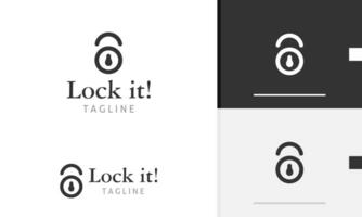 Logo design icon of geometric secure locked padlock key simple and modern, hacker security protect vector