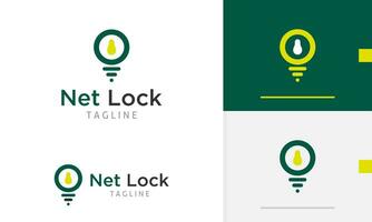 Logo design icon of geometric secure locked padlock key simple and modern, hacker security protect vector