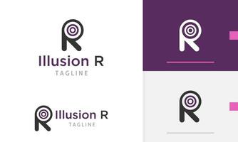 Logo design icon of geometric ball silhouette letter R alphabet initial for company brand identity vector