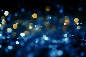 AI generated Ethereal glow Abstract blue lights create a captivating bokeh display photo