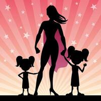 Super Mom 2 Daughters vector