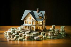 AI generated Wealthy vision Money and house model, emphasizing finance and banking photo