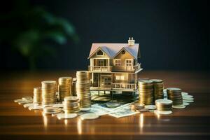 AI generated Wealthy vision Money and house model, emphasizing finance and banking photo