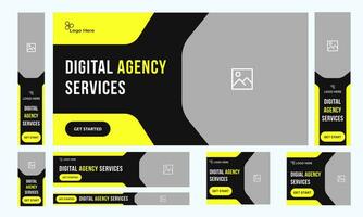 Customizable vector digital agency web bundle banner design, social media banner, multipurpose web set banner design, editable vector eps 10 file format