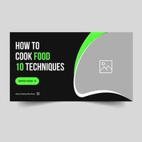 Editable food review thumbnail banner design, cooking recipe tips and tricks banner design, vector eps 10 file format