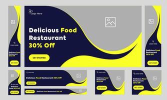 Creative food offer web bundle banner design for social media post, delicious food web banner, fully editable vector eps 10 file format